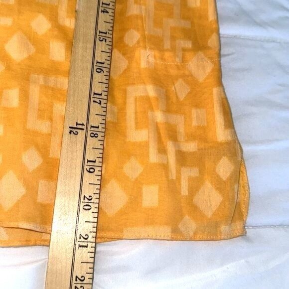 Vintage Yellow Embroidered Geometric Pattern Tunic Top With Buttoned Neckline & - Picture 4 of 7
